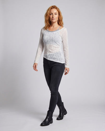 Damen Ärmelloses Overlay-Top mit asymmetrischem Schnitt und integriertem Untertop