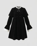 Damen Arztkleid mit eleganten Puffärmeln und kontrastierenden Kragen