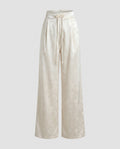 Damen Elegante Satinhose mit floralem Muster und elastischem Bund