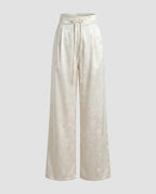 Damen Elegante Satinhose mit floralem Muster und elastischem Bund