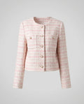Damen elegante Tweed-Jacke mit Perlenknöpfen und modischem Design