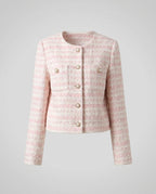 Damen elegante Tweed-Jacke mit Perlenknöpfen und modischem Design