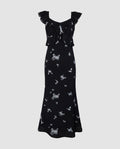 Damen Elegantes Kleid mit fließenden Rüschen und verspieltem Schmetterlingsmuster