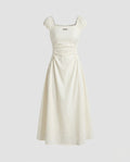 Damen Elegantes Kleid mit gerafften Puffärmeln und tailliertem Schnitt