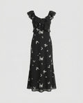 Damen Elegantes Maxikleid mit floralen Rüschendetails