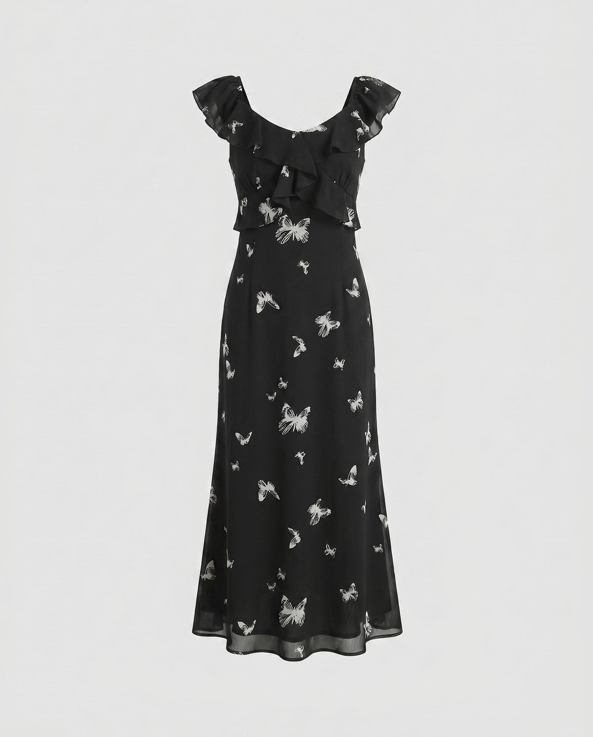 Damen Elegantes Maxikleid mit floralen Rüschendetails