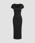 Damen Elegantes Ribbed-Kleid mit schmalem Schnitt und elegantem Ausschnitt