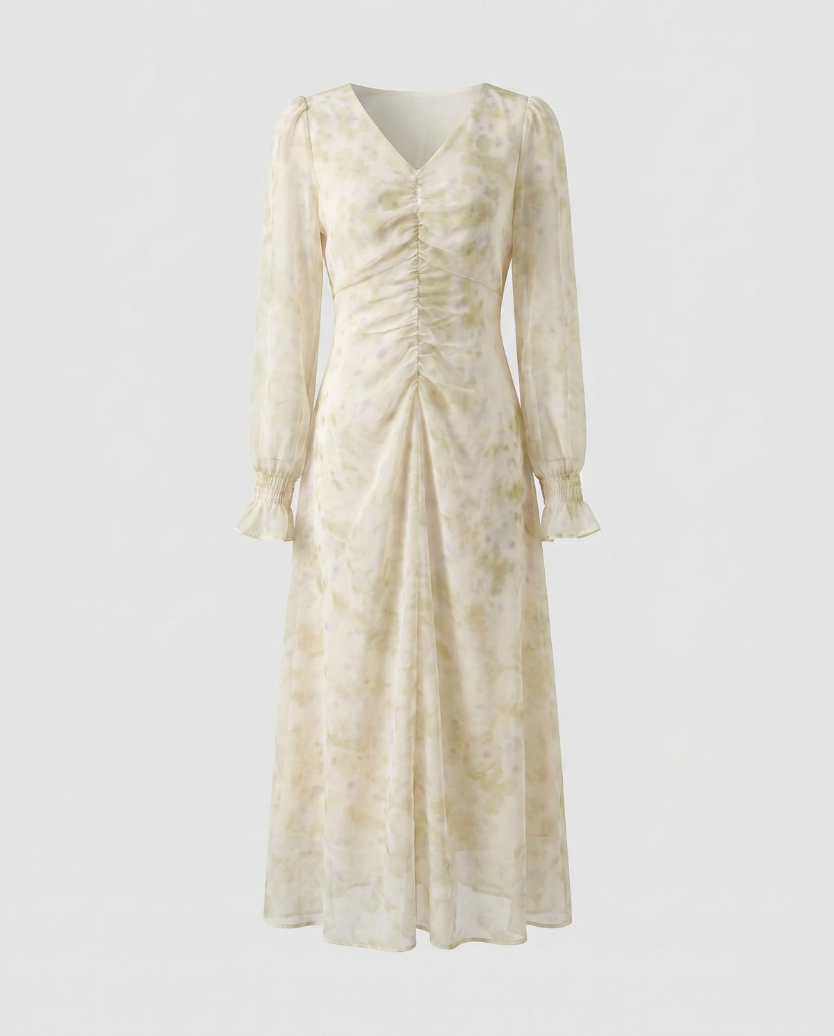 Damen elegantes V-Ausschnitt Kleid mit raffinierten Rüschendetails