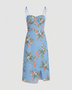 Damen Etuikleid mit zarten Trägern und floralem Design