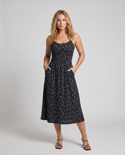 Damen Fließendes Maxikleid mit zarten Trägern und floralem Design