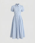 Damen Hemdblusenkleid mit modischem Gingham-Muster und eleganten Puffärmeln