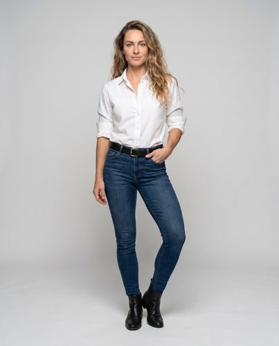 Damen Klassische Baumwollbluse mit modischem Stehkragen und lässigem Schnitt