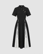 Damen Kleid mit stilvollem Hemdkragen und eleganten Kontrastdetails