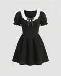 Damen Kleid mit verspieltem Rüschenkragen und voluminösem Rock