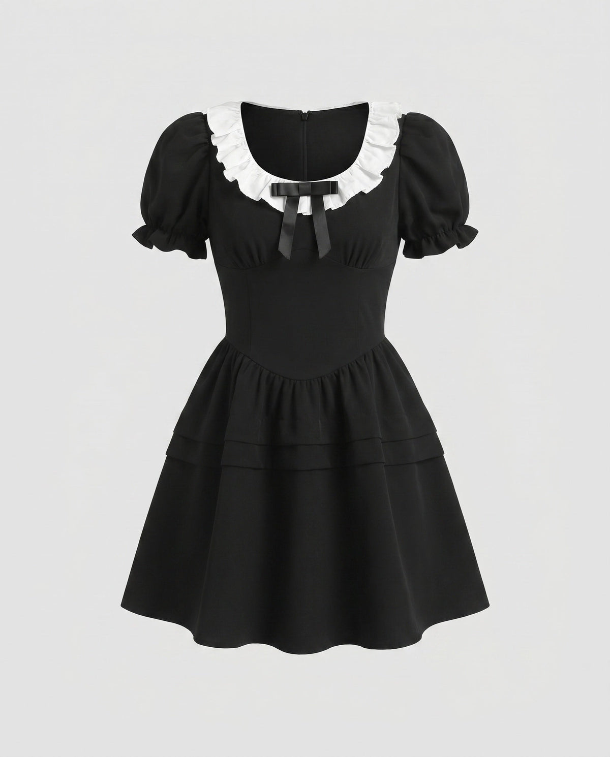 Damen Kleid mit verspieltem Rüschenkragen und voluminösem Rock