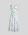 Damen Langes Boho-Kleid mit floralen Details und zarten Trägern
