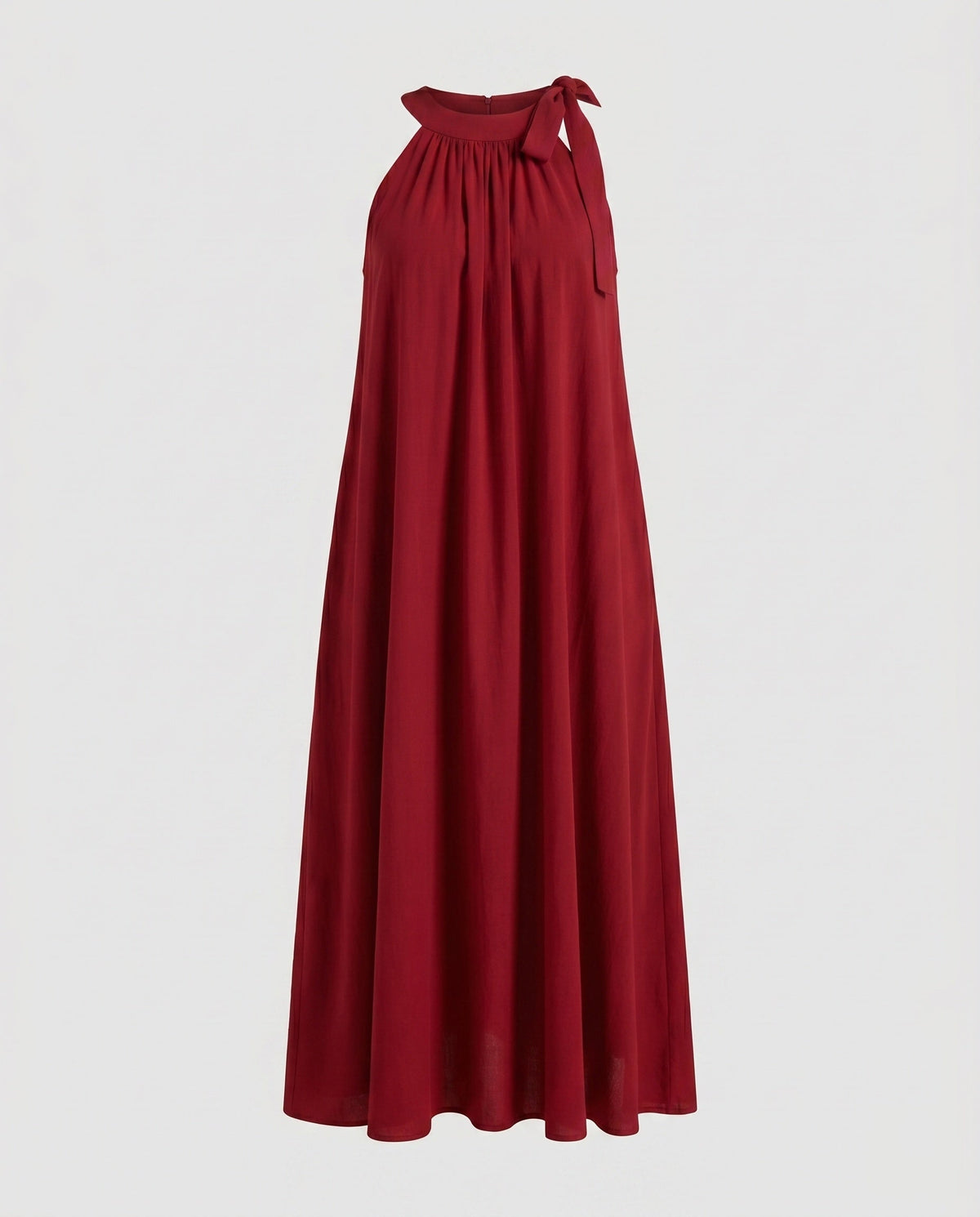 Damen Langes Maxikleid mit fließendem Schnitt und elegantem Halterkragen
