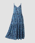 Damen Luftiges Maxikleid mit schwingendem Rock und feinem V-Ausschnitt
