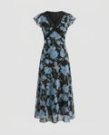 Damen Maxikleid mit floralen Mustern und leichtem Chiffon