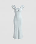 Damen Maxikleid mit Rüschendesign von