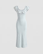 Damen Maxikleid mit Rüschendesign von