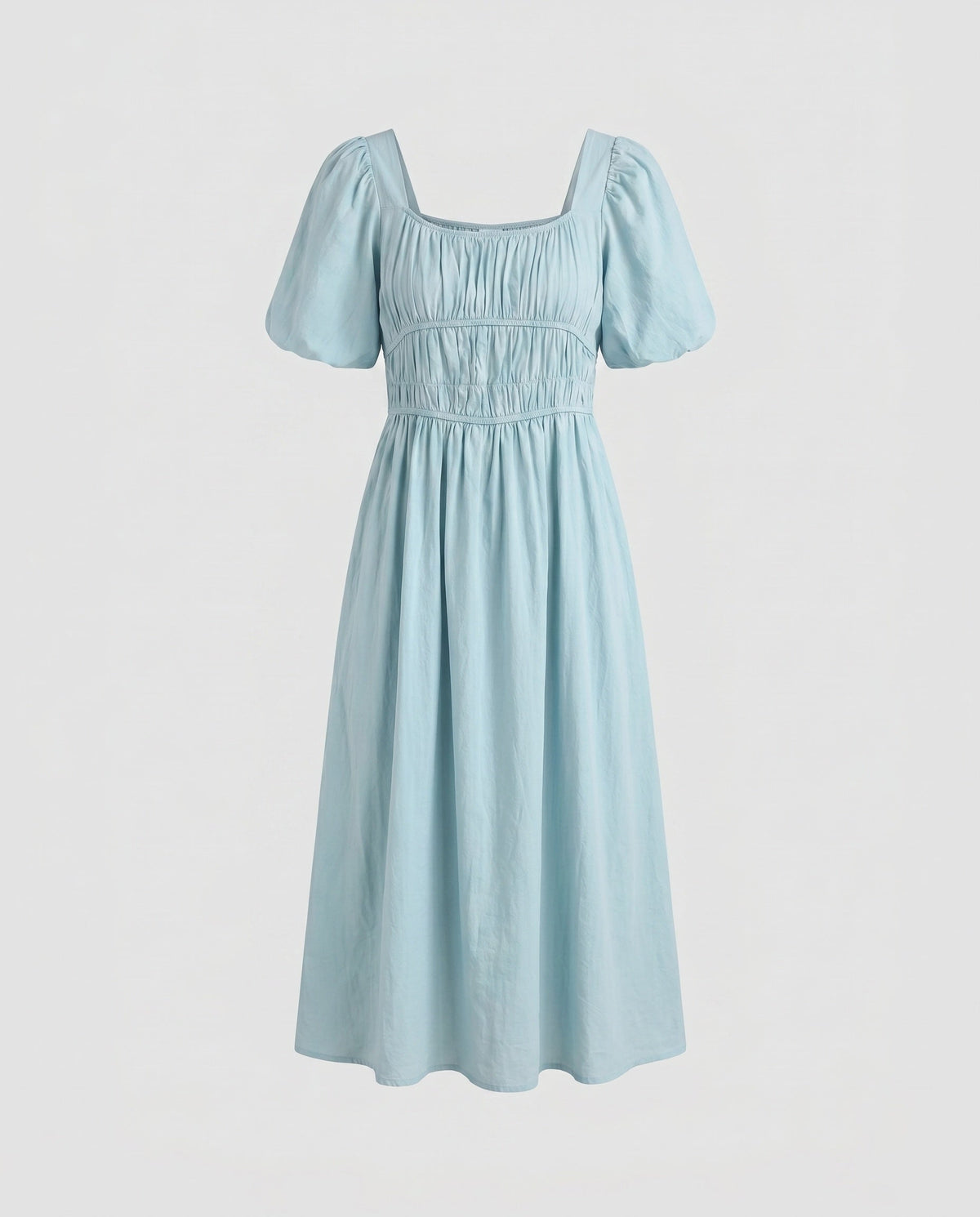 Damen Maxikleid mit verspielten Puffärmeln und elastischem Taillenzug