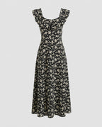 Damen Maxikleid mit zarten Rüschendetails und floralem Muster
