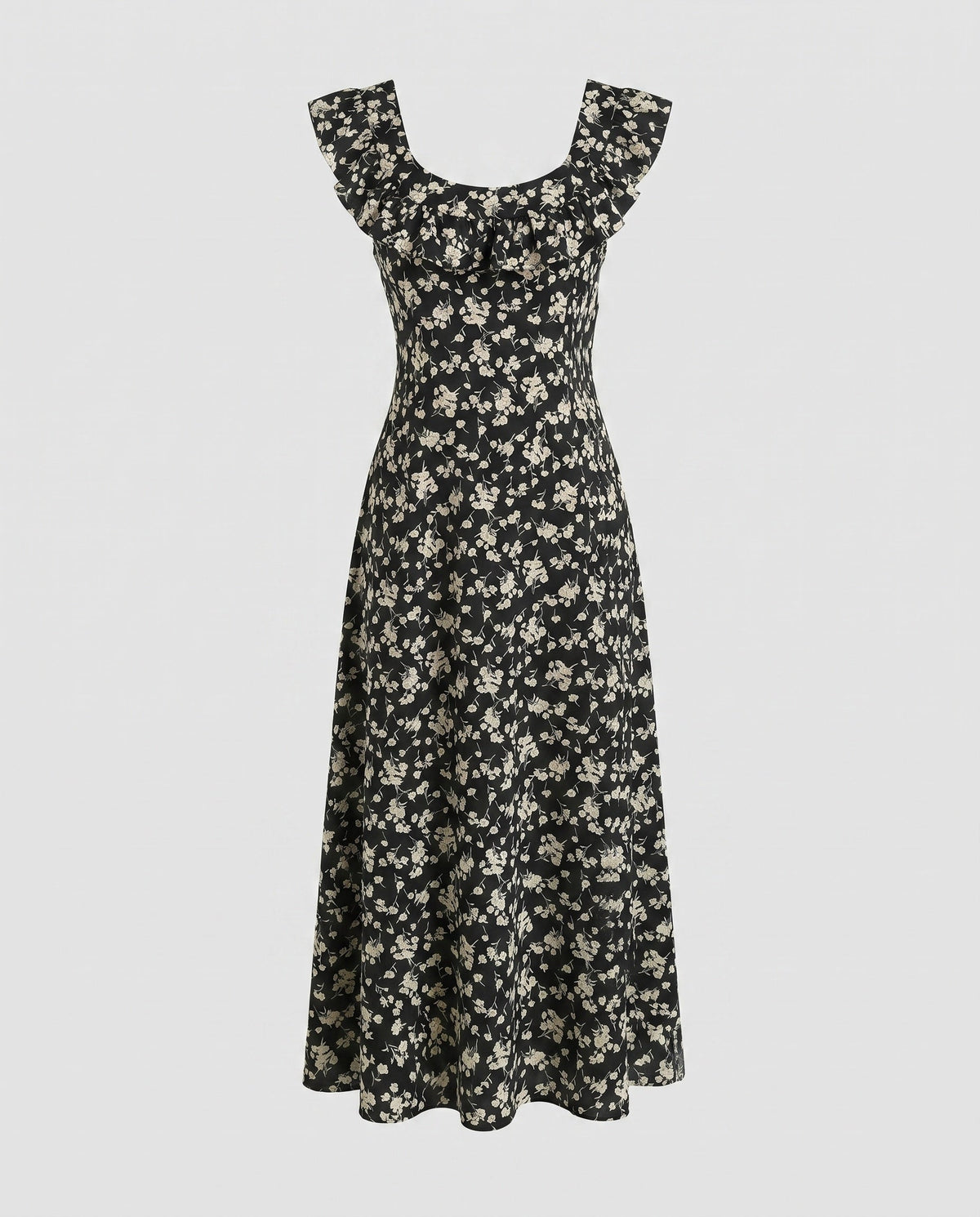 Damen Maxikleid mit zarten Rüschendetails und floralem Muster