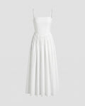 Damen Maxikleid mit zarten Trägern und elegantem Taillenzug
