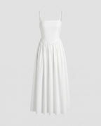 Damen Maxikleid mit zarten Trägern und elegantem Taillenzug