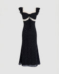 Damen Midi-Kleid mit Puffärmeln und Spitzenakzenten