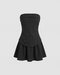 Damen Mini-Bandeau-Kleid mit taillierten Raffungen