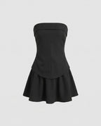 Damen Mini-Bandeau-Kleid mit taillierten Raffungen