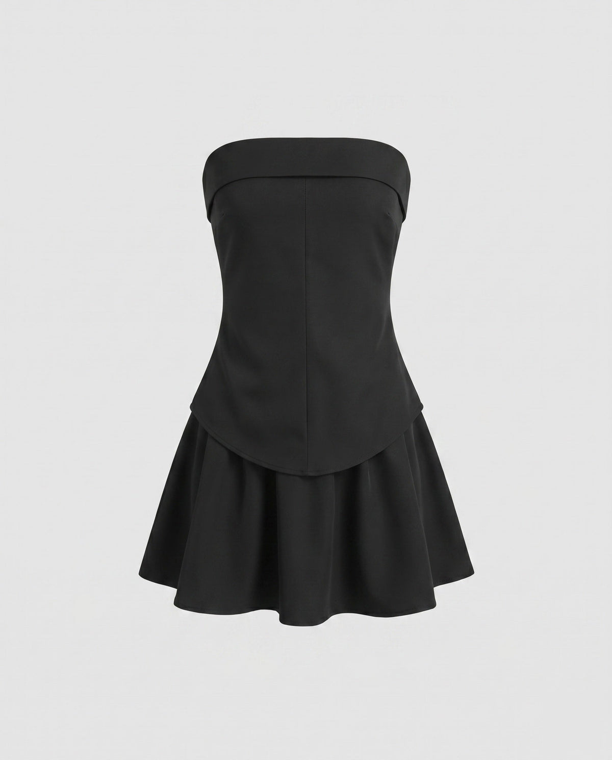 Damen Mini-Bandeau-Kleid mit taillierten Raffungen