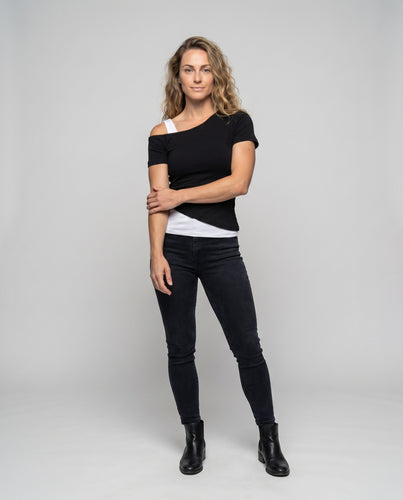Damen Off-Shoulder T-Shirt mit modischem Cut und lässigem Schnitt