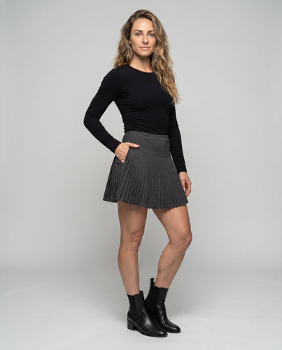 Damen Plissierter Minirock mit hohem Bund und elastischem Stoff