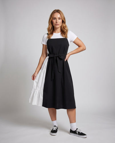 Damen Schicke Trägerkleid mit asymmetrischem Schnitt und Rüschen