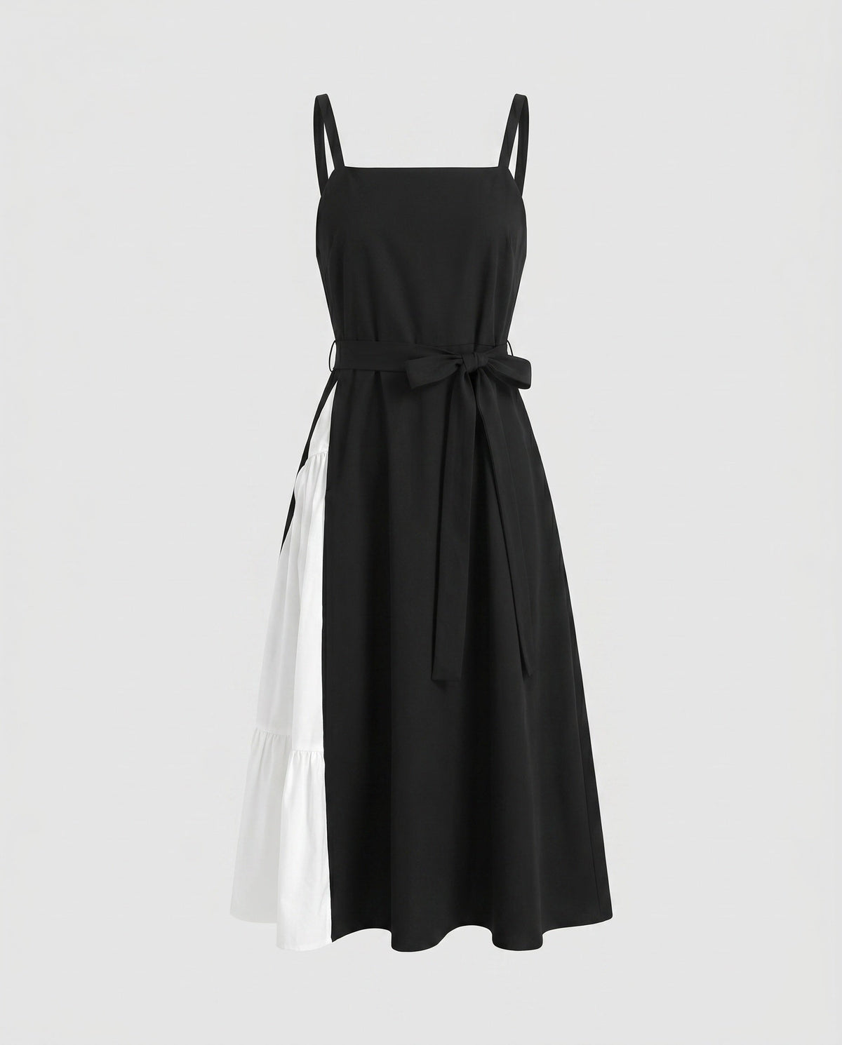 Damen Schicke Trägerkleid mit asymmetrischem Schnitt und Rüschen