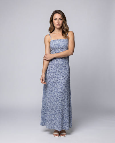 Damen Sommerliches Maxikleid mit verstellbaren Spagettiträgern und zartem Muster
