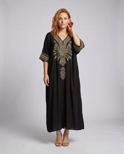 Damen elegante Kaftanrobe mit filigraner Stickerei R&B
