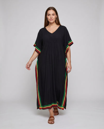Damen elegante Maxirobe mit farbigen Akzenten R&B