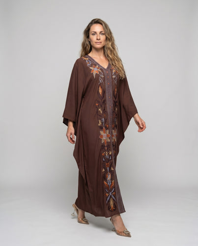 Damen Eleganter, bestickter Kaftan mit fließendem Schnitt und weit geschnittenen Ärmeln R&B