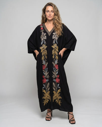 Damen Eleganter Kaftan mit aufwendiger floralem Stickerei R&B