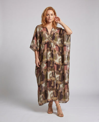 Damen Eleganter Kaftan mit luxuriösen Details und stilvollem Leopardenmuster R&B