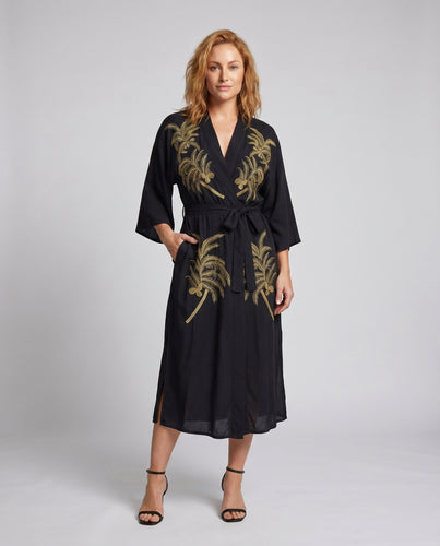 Damen Eleganter Kimono mit floralen Stickereien R&B