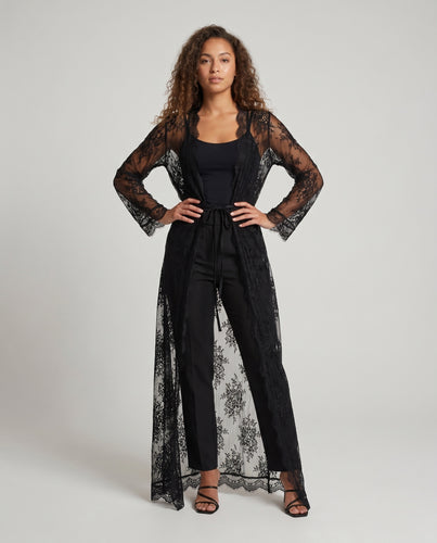 Damen Eleganter Spitzenkimono mit fließendem Schnitt R&B