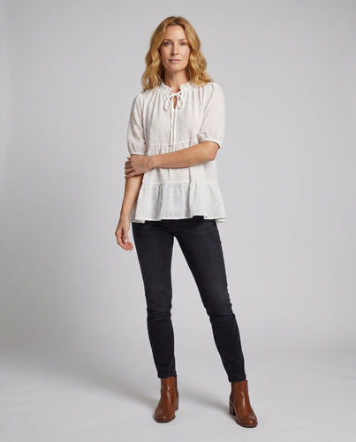 Damen Freizeitbluse mit V-Ausschnitt und Rüschendetails R&B