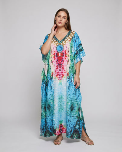 Damen Kaftan mit kunstvollem Muster und fließendem Schnitt R&B