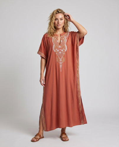 Damen Kaftan mit kunstvoller Stickerei und Seitenschlitzen R&B