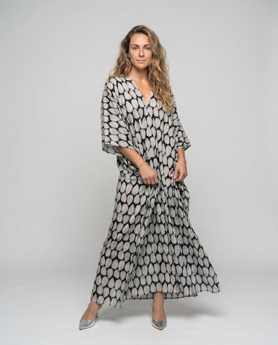 Damen Kaftanrobe mit elegantem V-Ausschnitt und asymmetrischem Schnitt R&B